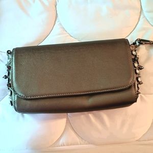 Chrome metallic clutch with stud detailing